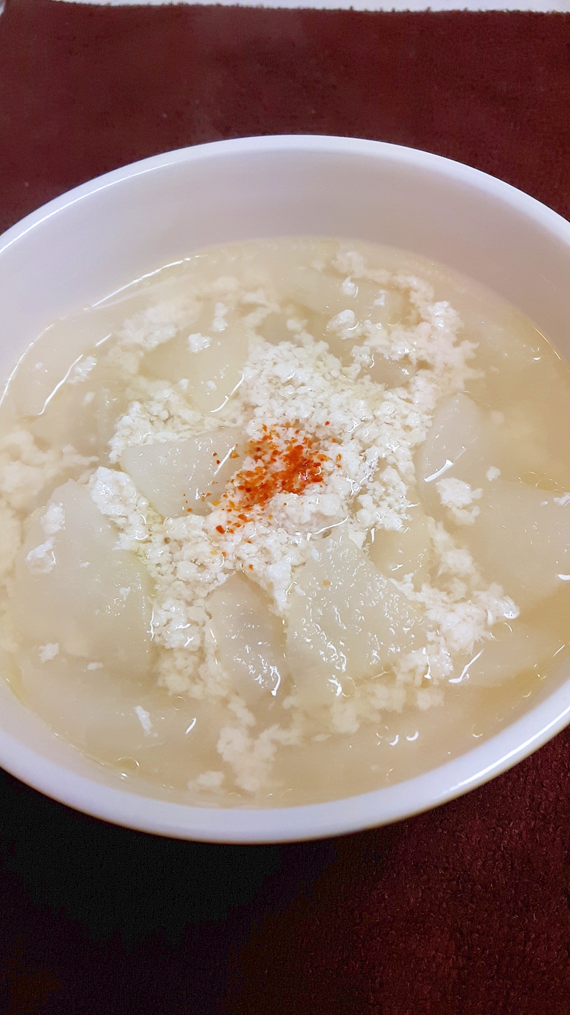 簡単あったか！(^^)鶏ひき肉と大根の生姜スープ♪