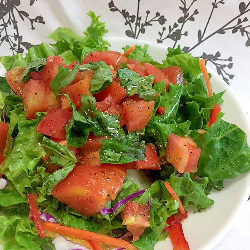 バジル香る レタスとトマトのオリーブオイルサラダ レシピ 作り方 By まかろん 楽天レシピ バジル香る レタスとトマトのオリーブオイルサラダ レシピ 作り方 By まかろん 楽天レシピ