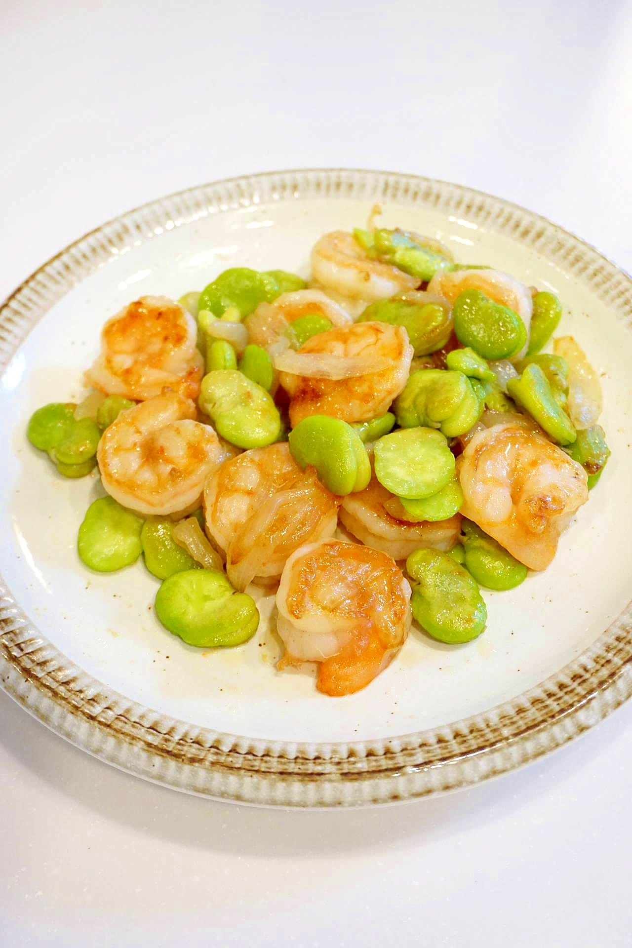 そら豆とえびの塩炒め