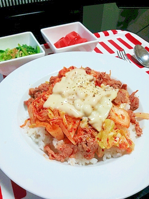 豚キムチチーズ丼 レシピ 作り方 By Ruyco 楽天レシピ