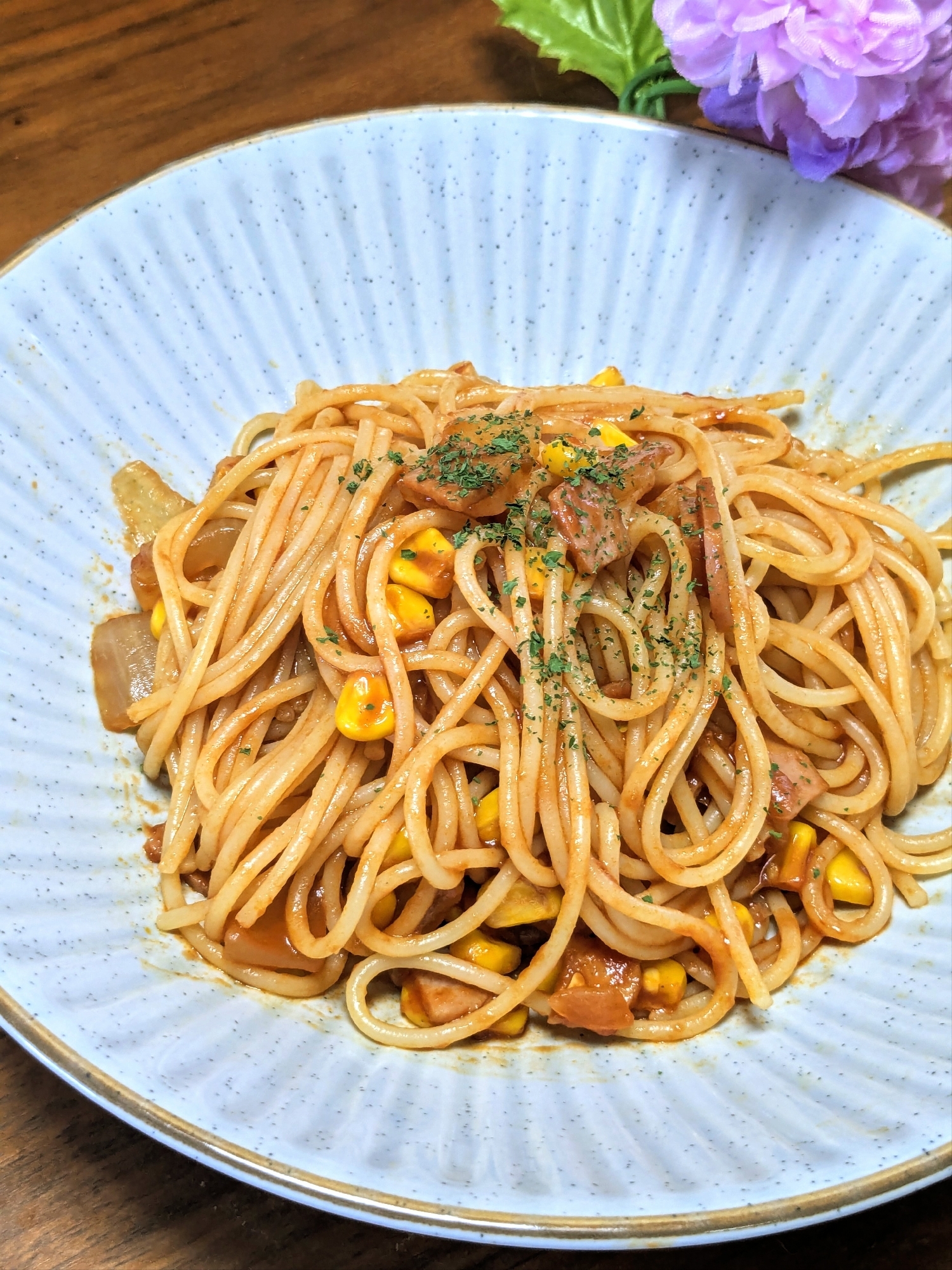 〜新玉ねぎとコーンのトマトスパゲッティ〜