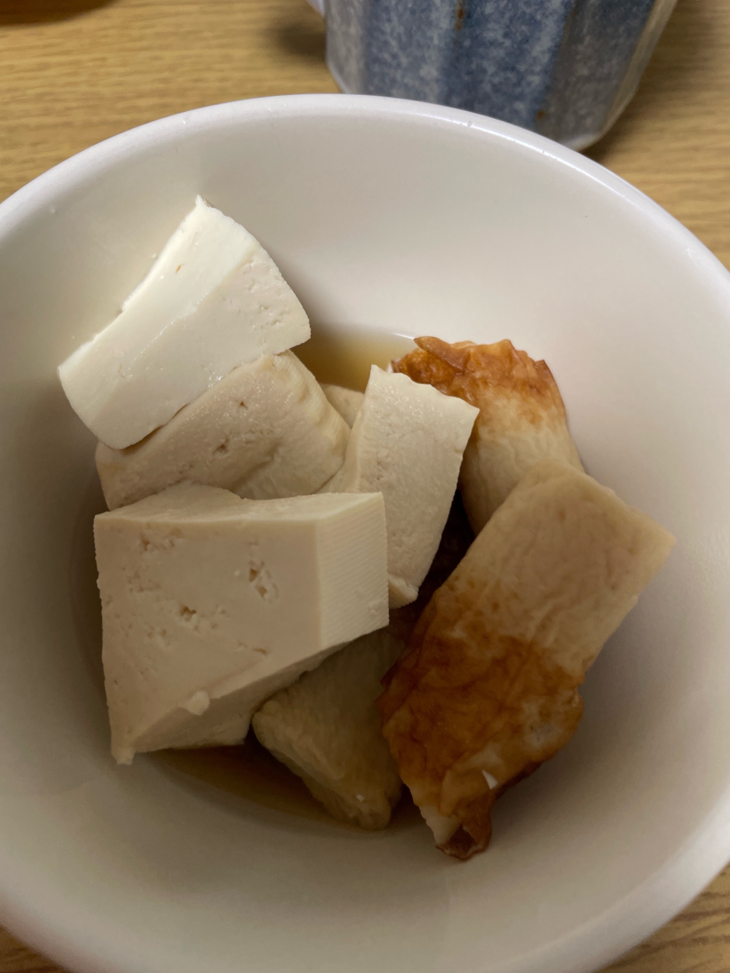 おでんの残りの出汁と醤油麹煮物(ちくわ木綿豆腐)