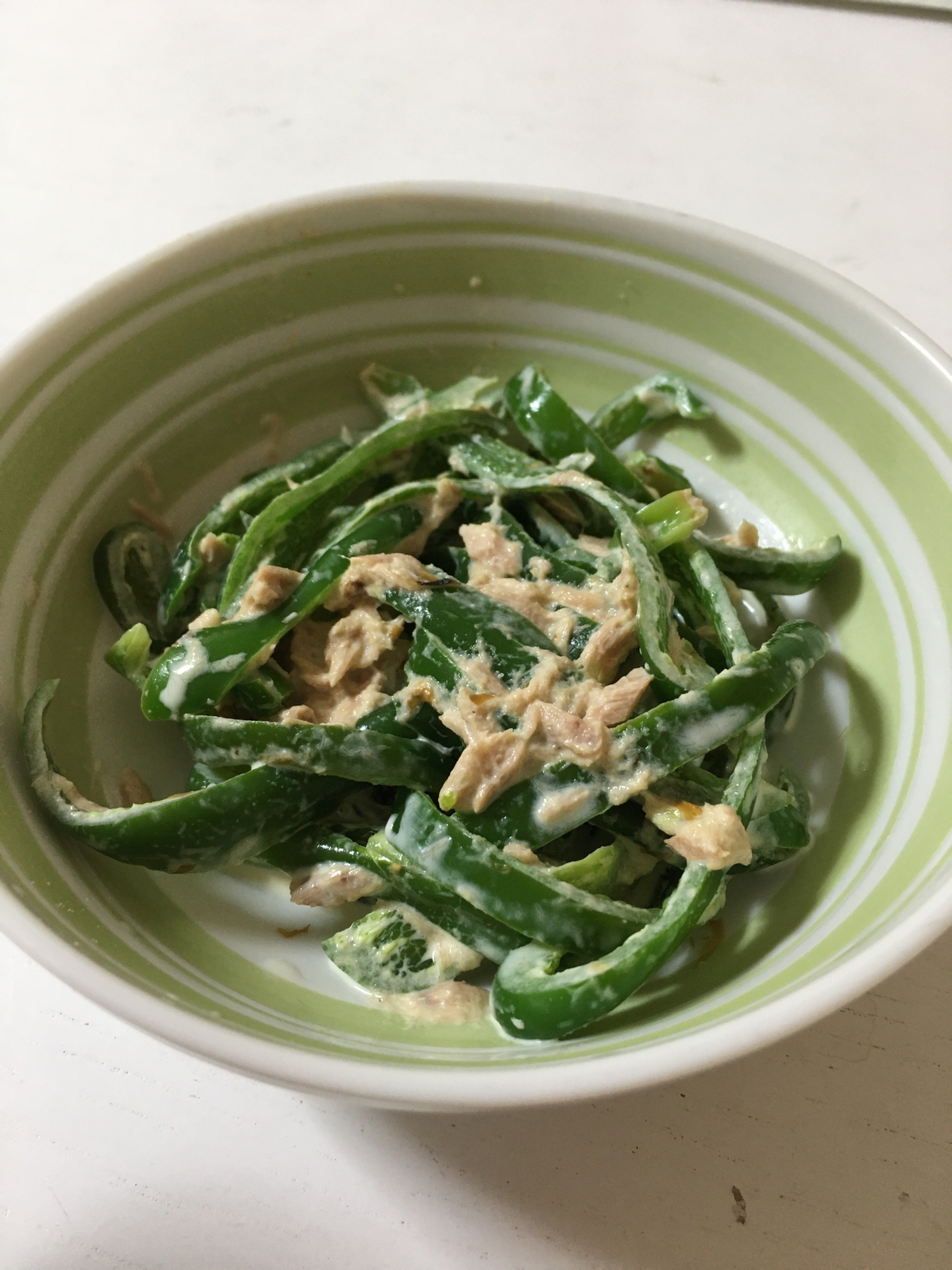 ピーマンとツナの麺つゆマヨあえ
