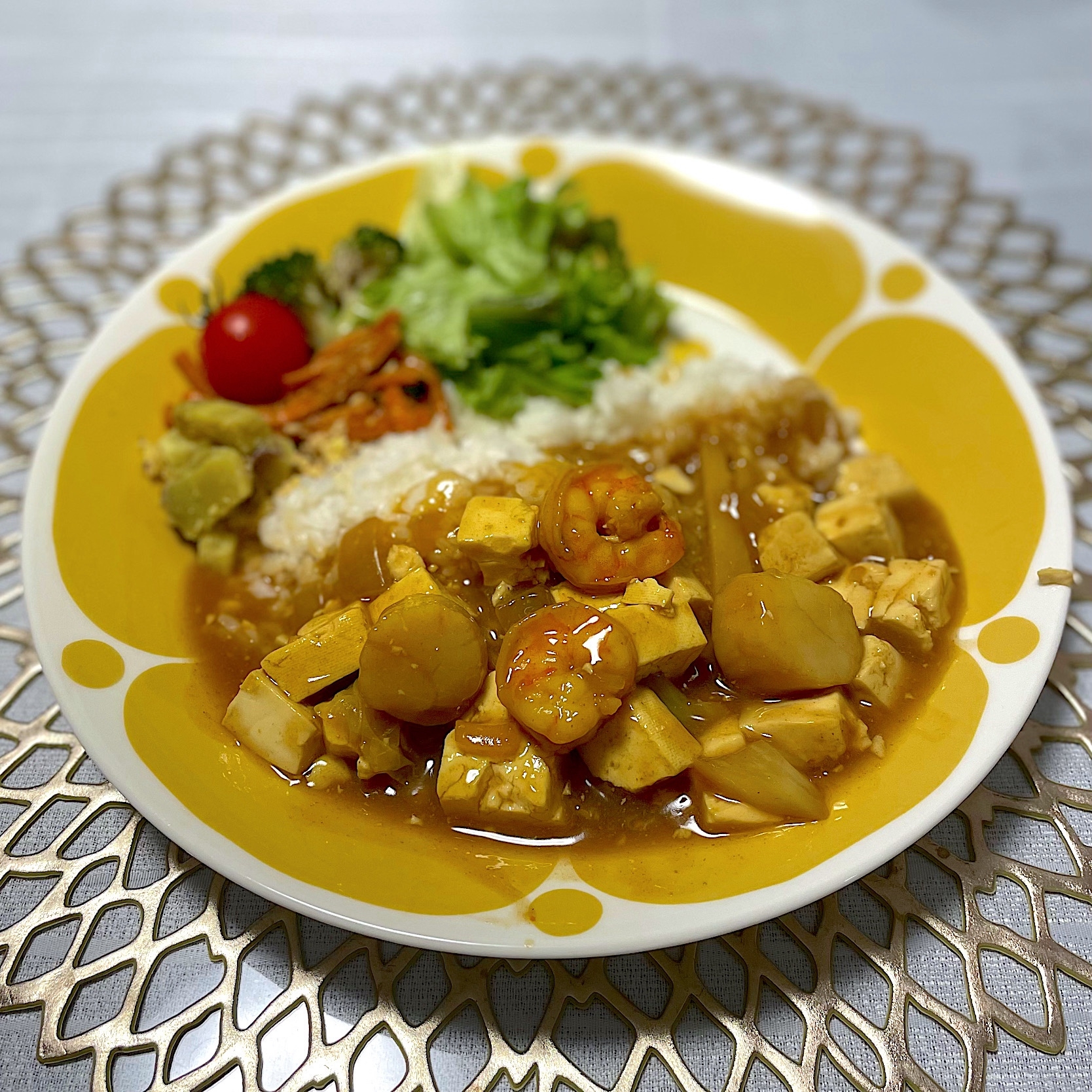 カレー風味の海鮮麻婆豆腐