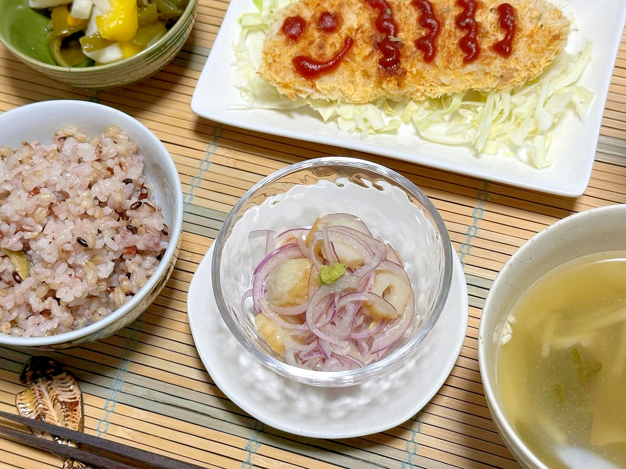 緑のお野菜高いから…ムラタマ使って竹ちくわオサレ色