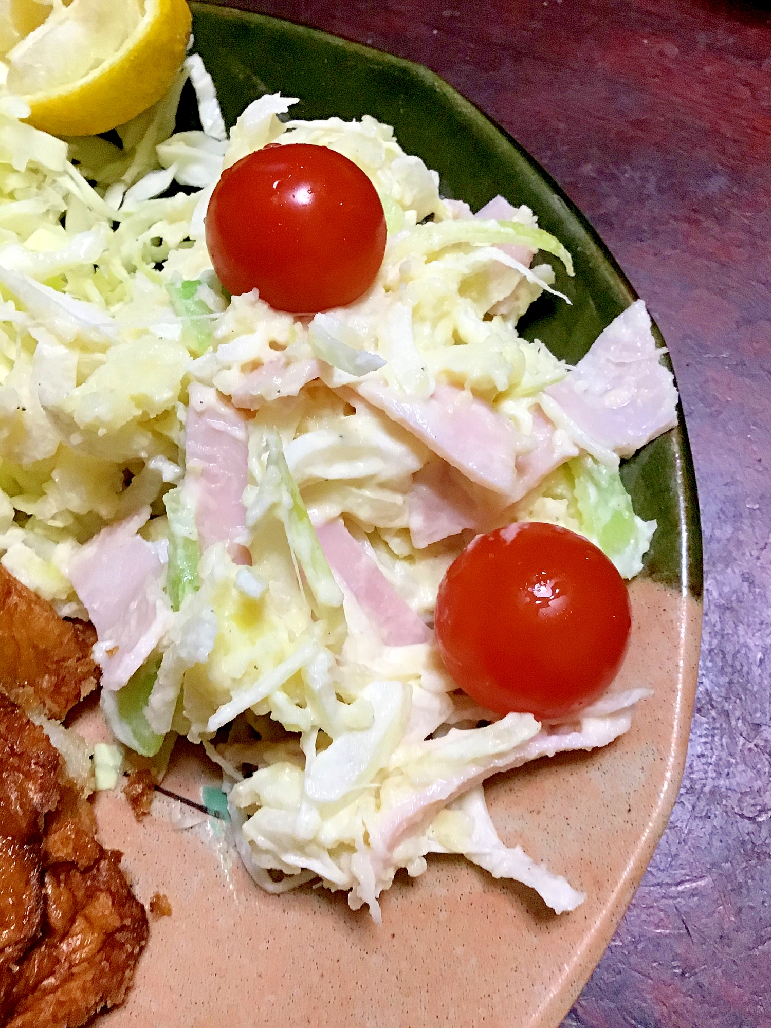 ハムとブロッコリーの茎のポテトサラダ。