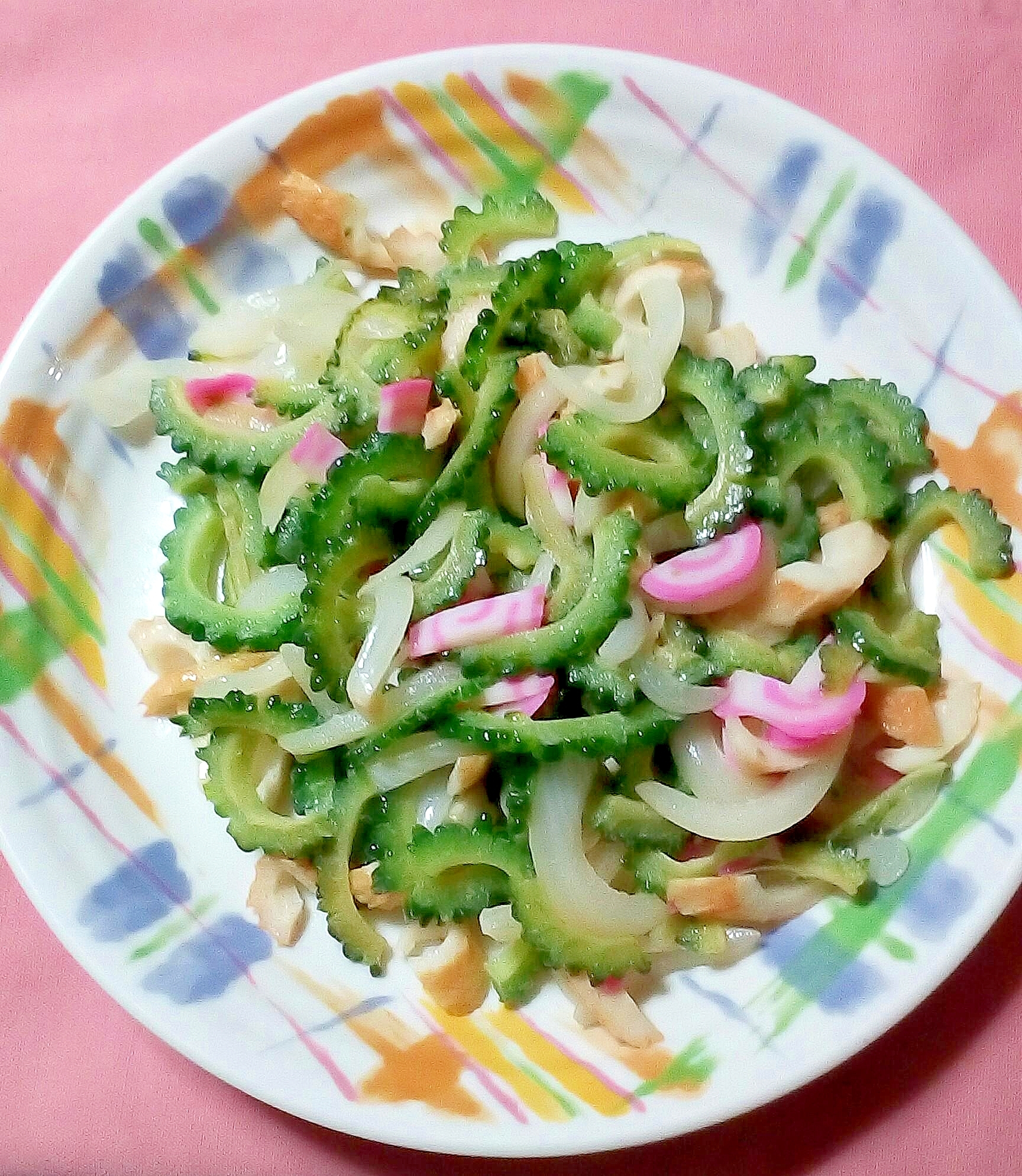 ゴーヤと竹輪とナルトの酒粕麹チャンプルー