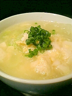 くずし豆腐と白菜の簡単中華スープ♪