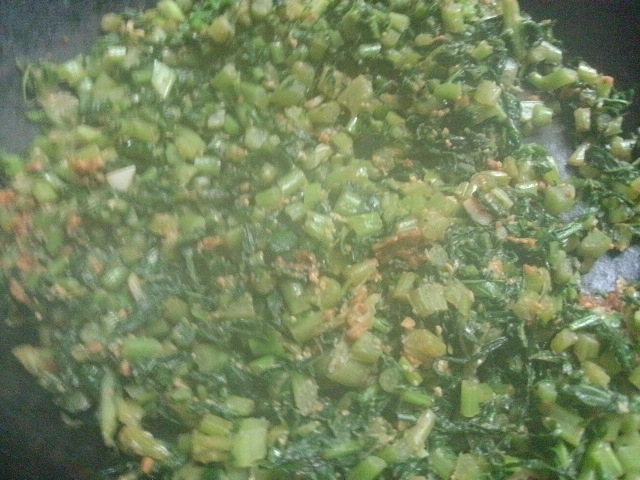 大根菜と粒胡椒の味噌ソテー