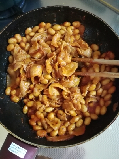 減塩♪豚肉と大豆のトマト炒め煮☆覚えやすい分量で！