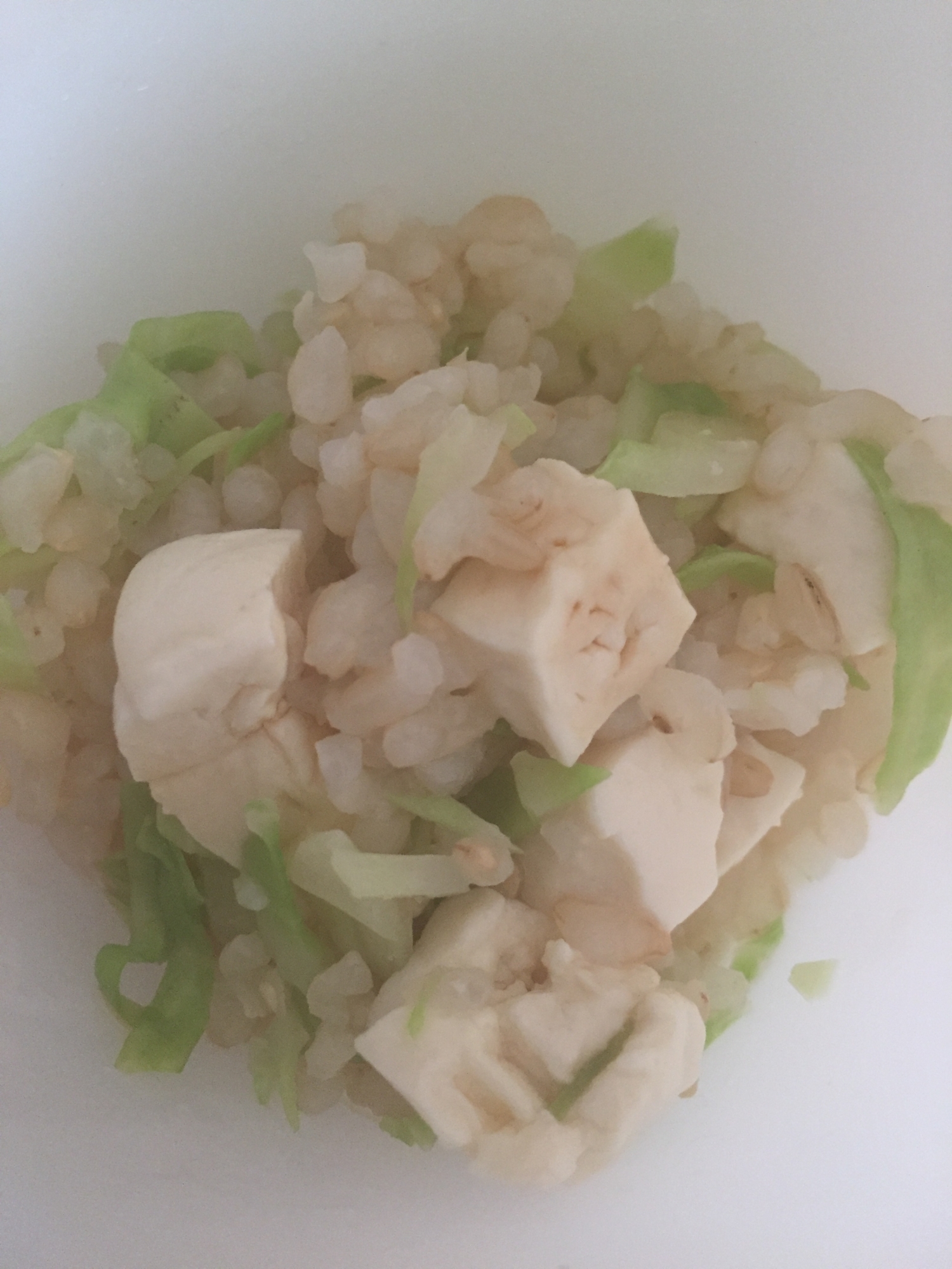 幼児食 豆腐とキャベツの玄米だしご飯 レシピ 作り方 By のこ311 楽天レシピ