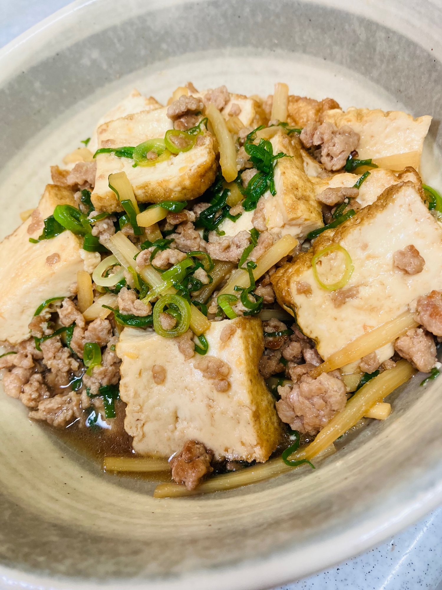 甘辛でご飯が進む生揚げ(厚揚げ)と豚ひき肉炒め煮