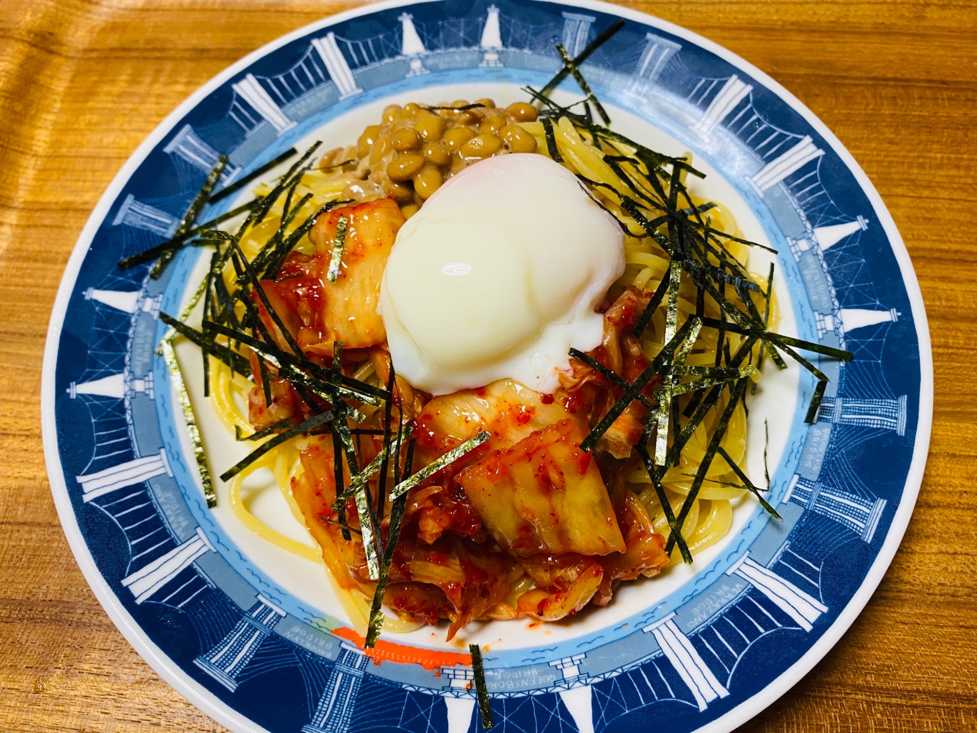 めんつゆが隠し味！納豆キムチペペロンチーノ