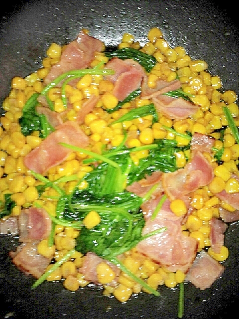コーンとベーコン ほうれん草の醤油マヨ炒め レシピ 作り方 By Kkikk 楽天レシピ