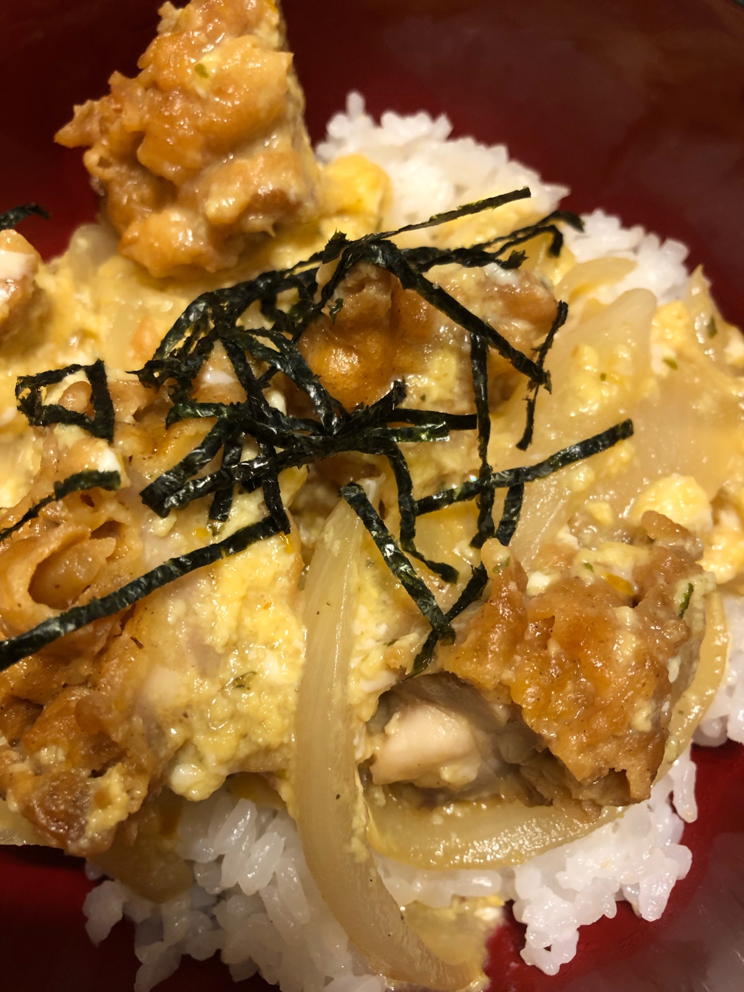 市販の唐揚げで親子丼