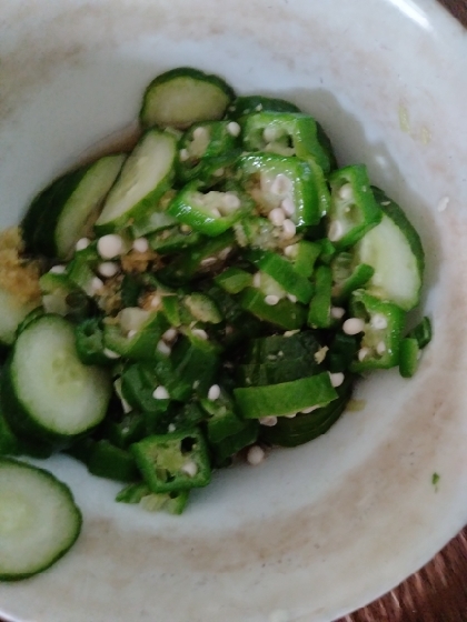 オクラ・きゅうりの生姜和え♪生姜が香る♪