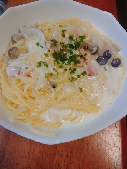 牛乳で簡単! クリームスープパスタ