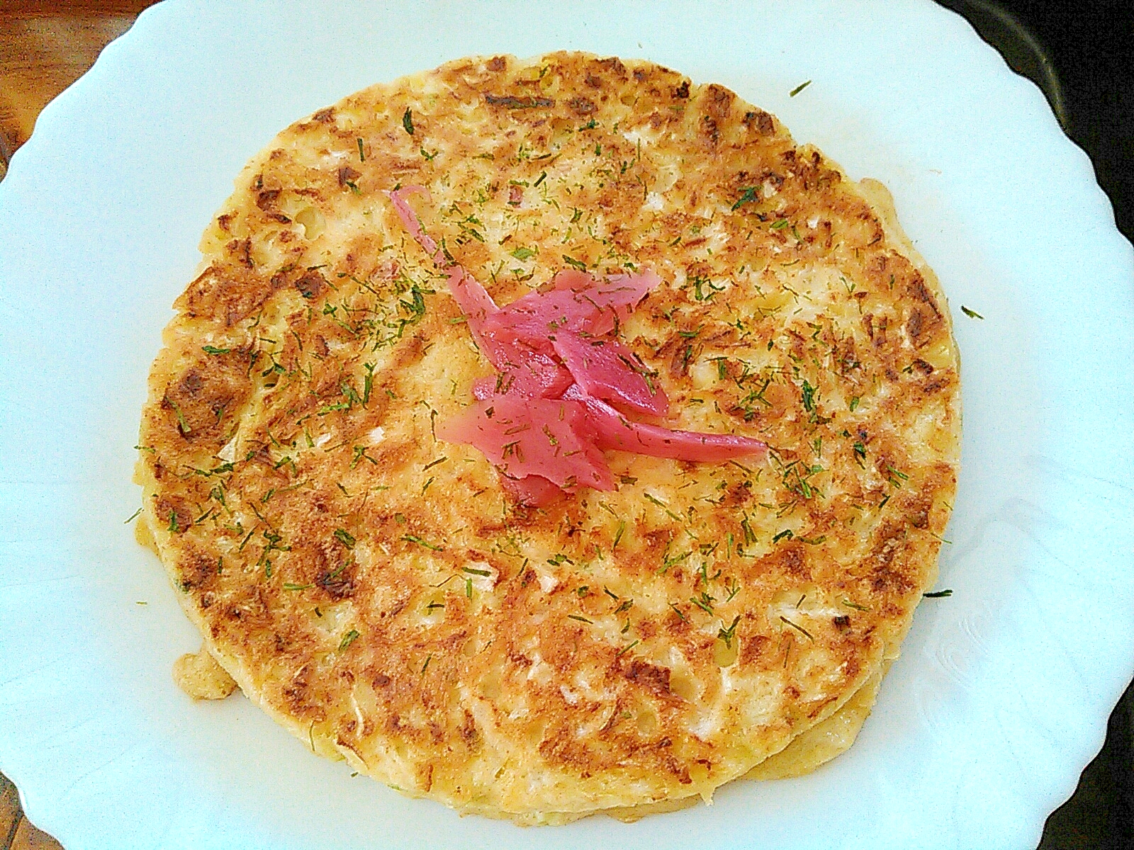 野菜とひき肉入りお好み焼き