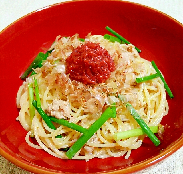 スパゲティで美味しく❀ツナと梅の冷製パスタ