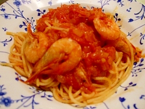 芝海老のトマトソースパスタ