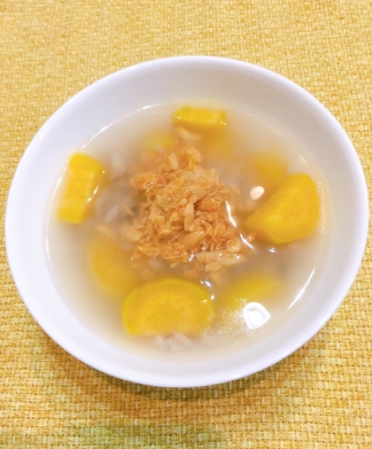 田舎から届いた薩摩芋を使って作りました！
ご飯は雑穀米でしたが、優しい味がしてほっこりしました。