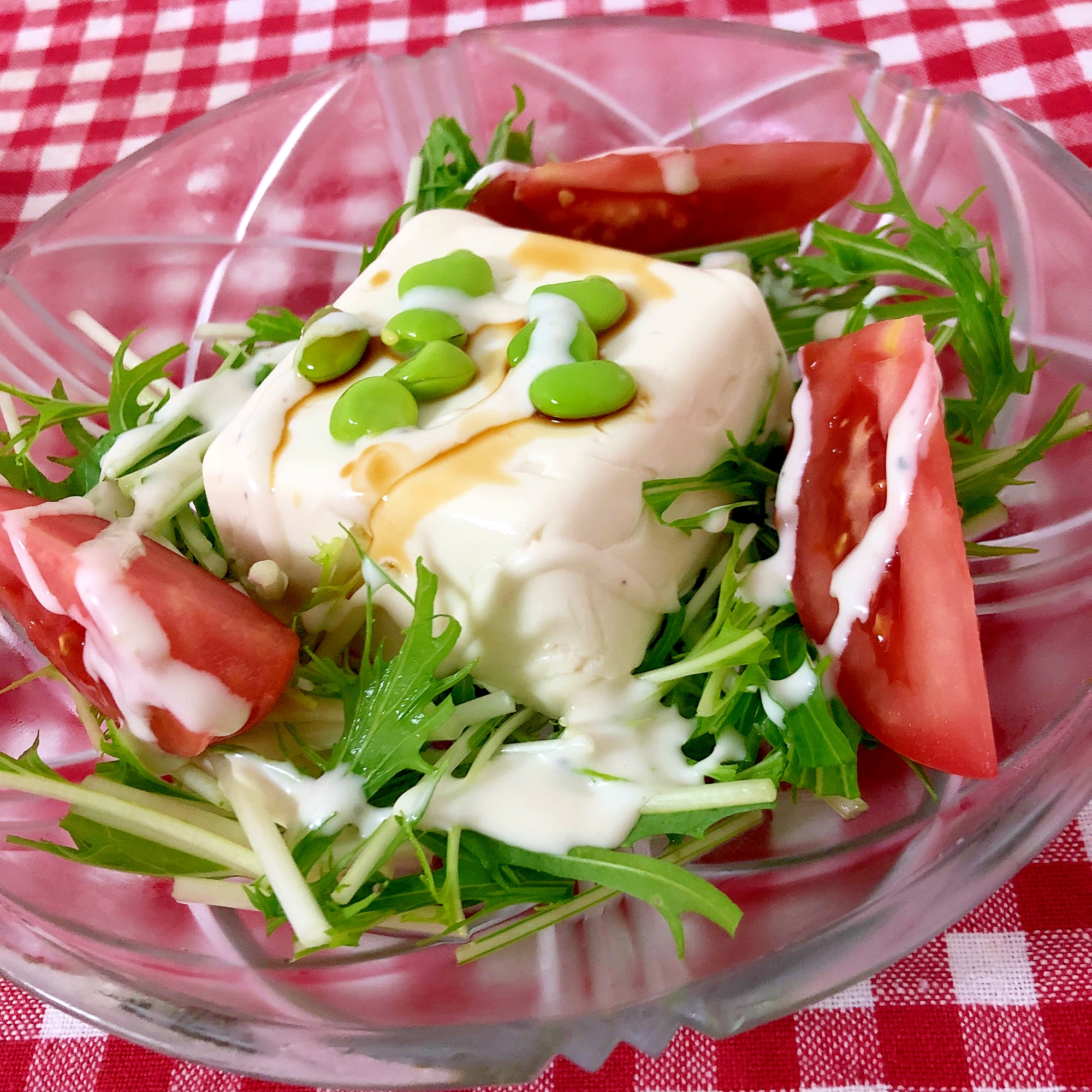 水菜と豆腐とトマトのサラダ☆