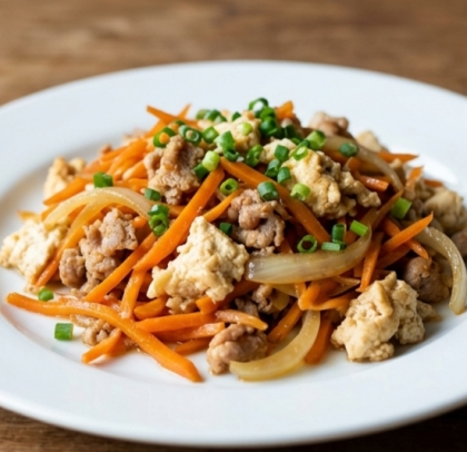 人参＆玉葱de優しい味の炒り豆腐