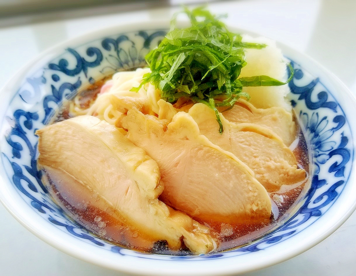 しっとり鶏むね肉♪ おろし冷やし麺★