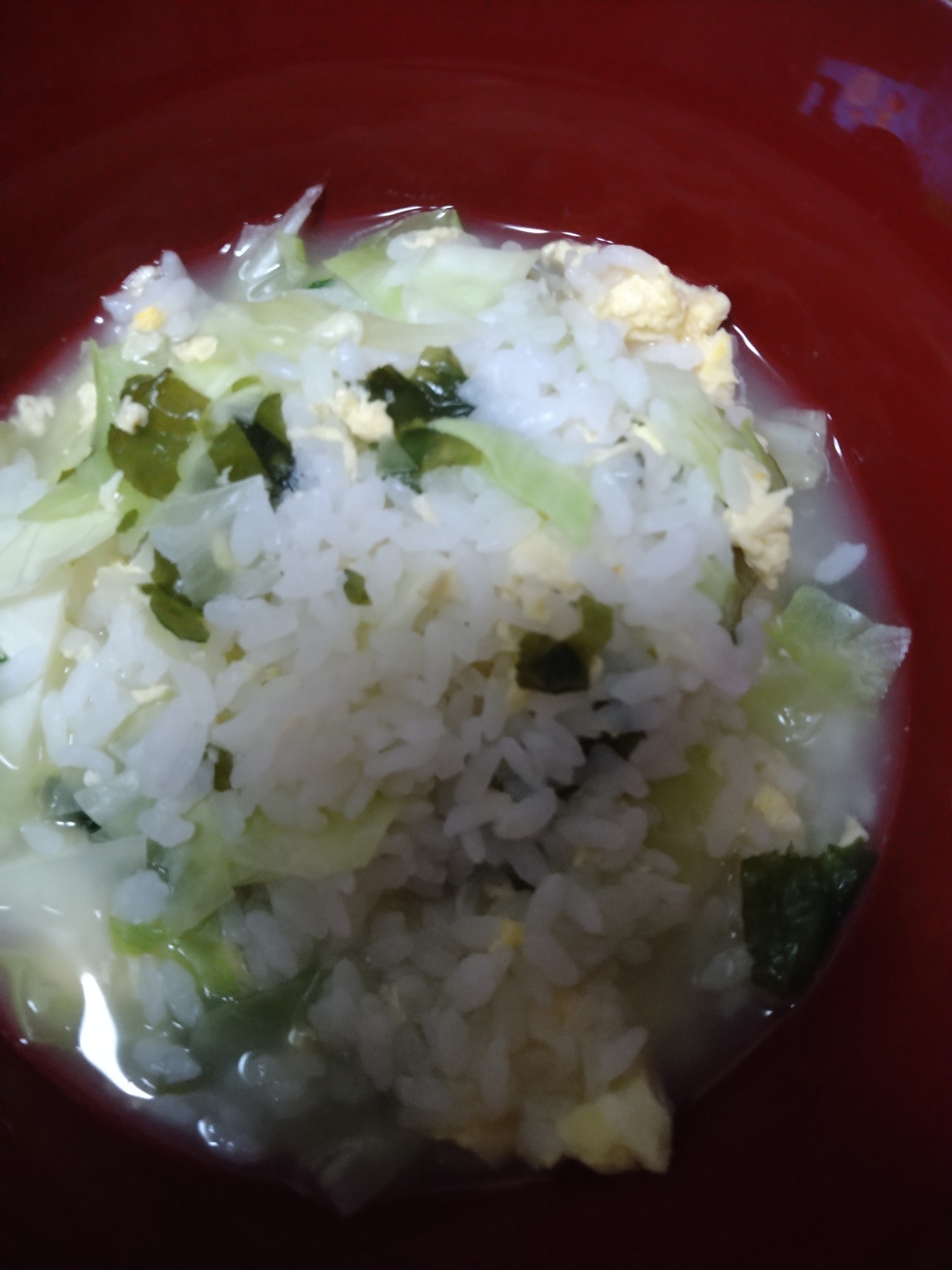 キャベツと卵の雑炊