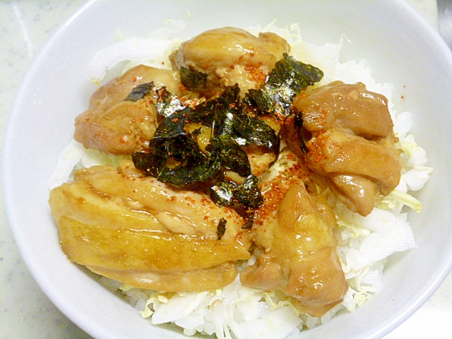 簡単♪しめに♪シャキシャキ白菜と焼き鳥風どんぶり