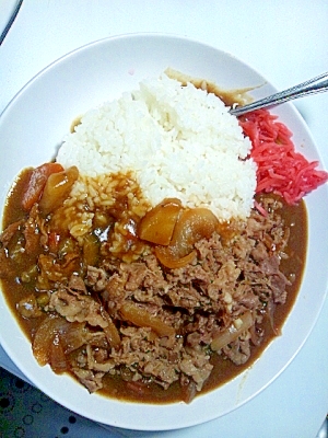 牛丼とあまったカレーで大満足！スタ丼風・牛カレー