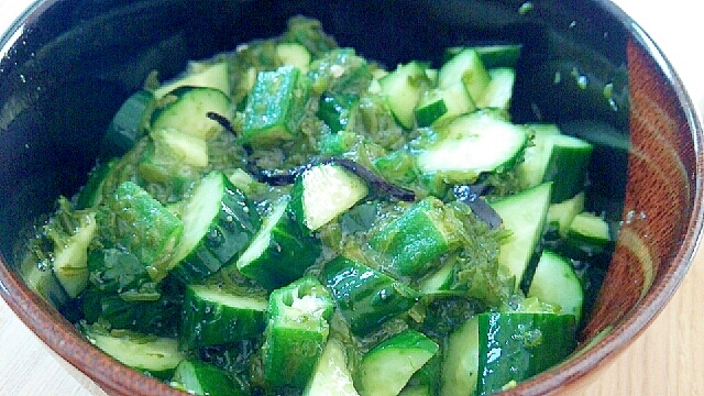 旨味たっぷり緑の副菜（きゅうり、オクラ、めかぶ）