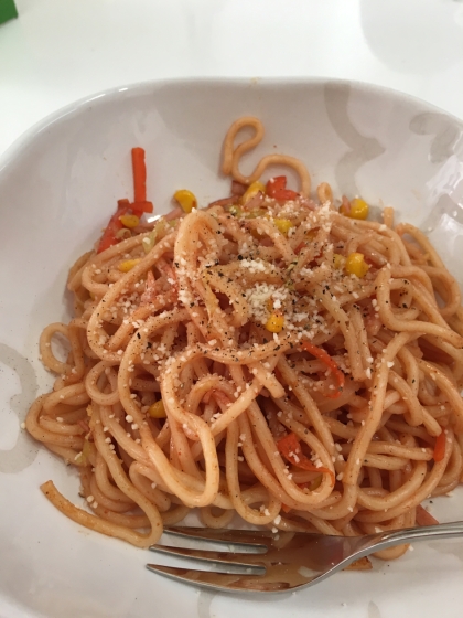 とんかつケチャップｄｅ❤濃厚ナポリタン（風）パスタ