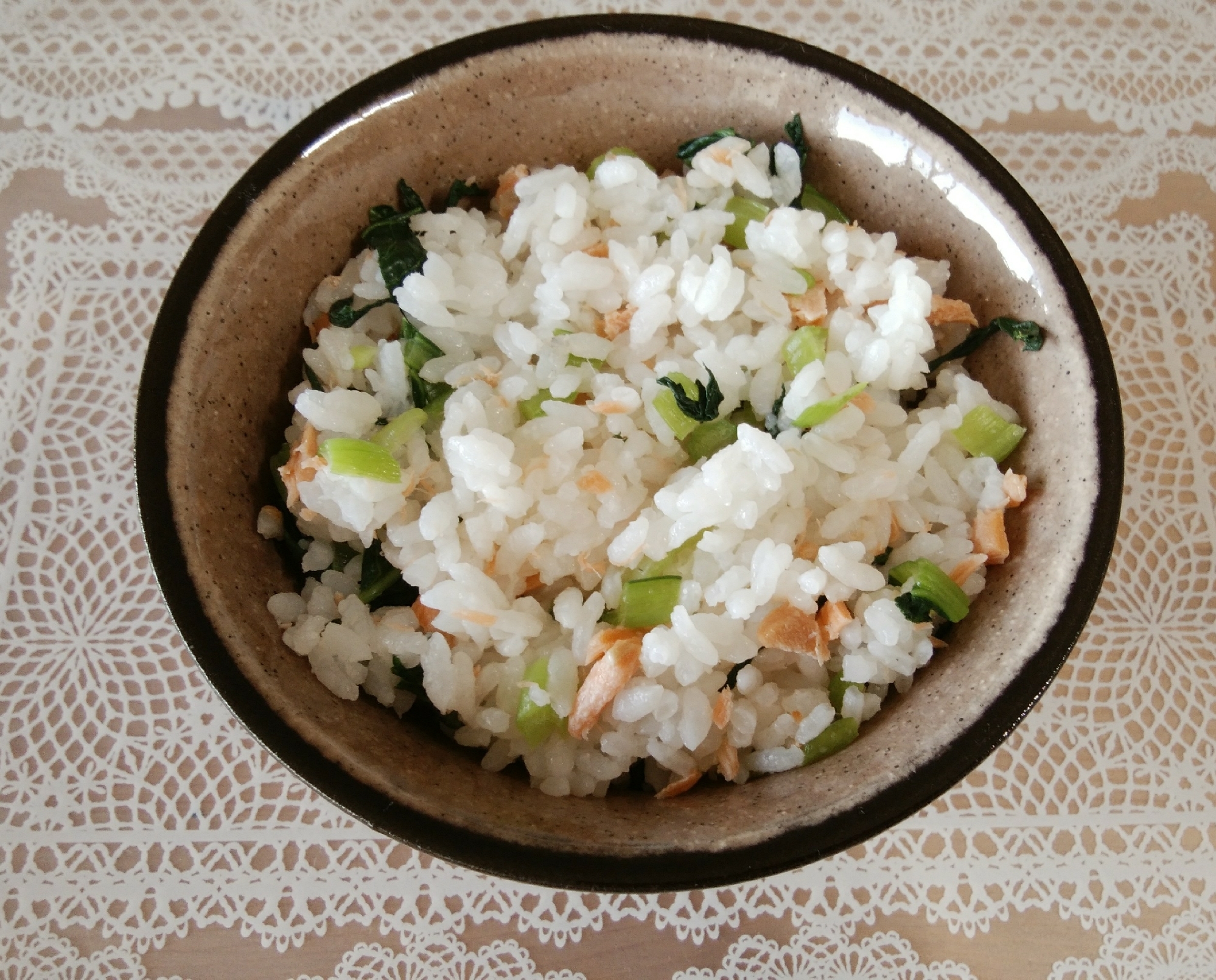 鮭と小松菜の混ぜご飯♡