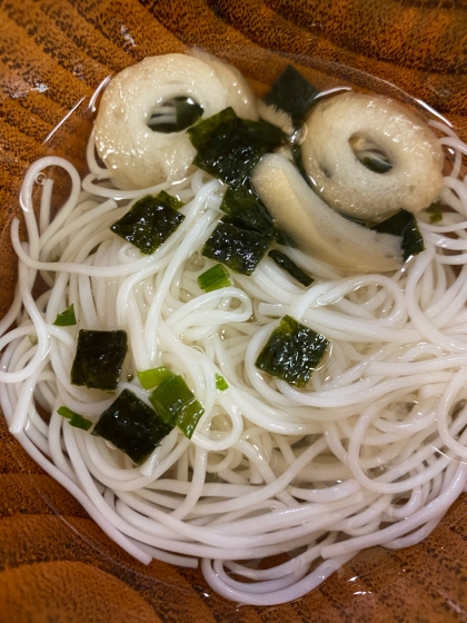 うどんスープでかき玉にゅうめん