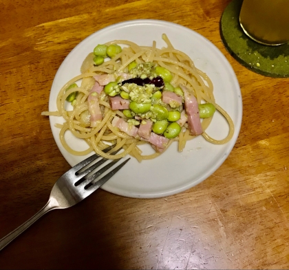 枝豆とベーコンの和風パスタ