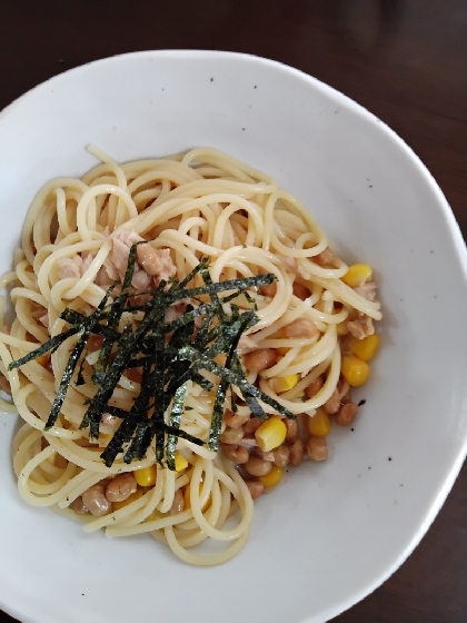 混ぜるだけ！パスタの残りでツナマヨ納豆パスタ