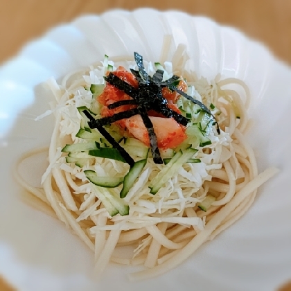 キムチサラダのっけ冷やしうどん