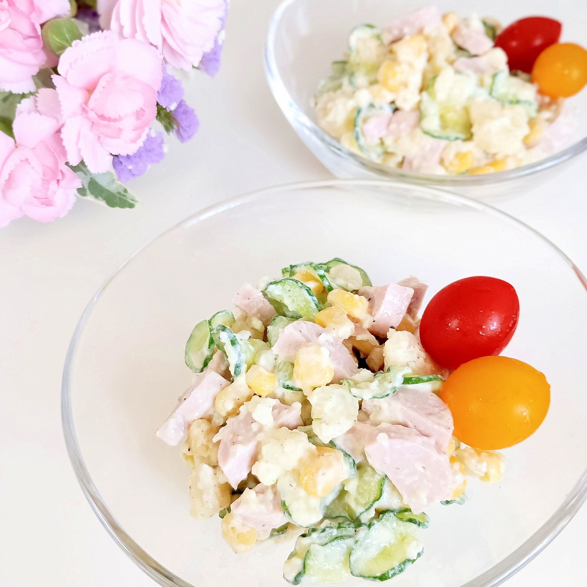 麹生活しましょ☘️胡瓜と魚ニソのポテトサラダꕤ୭*