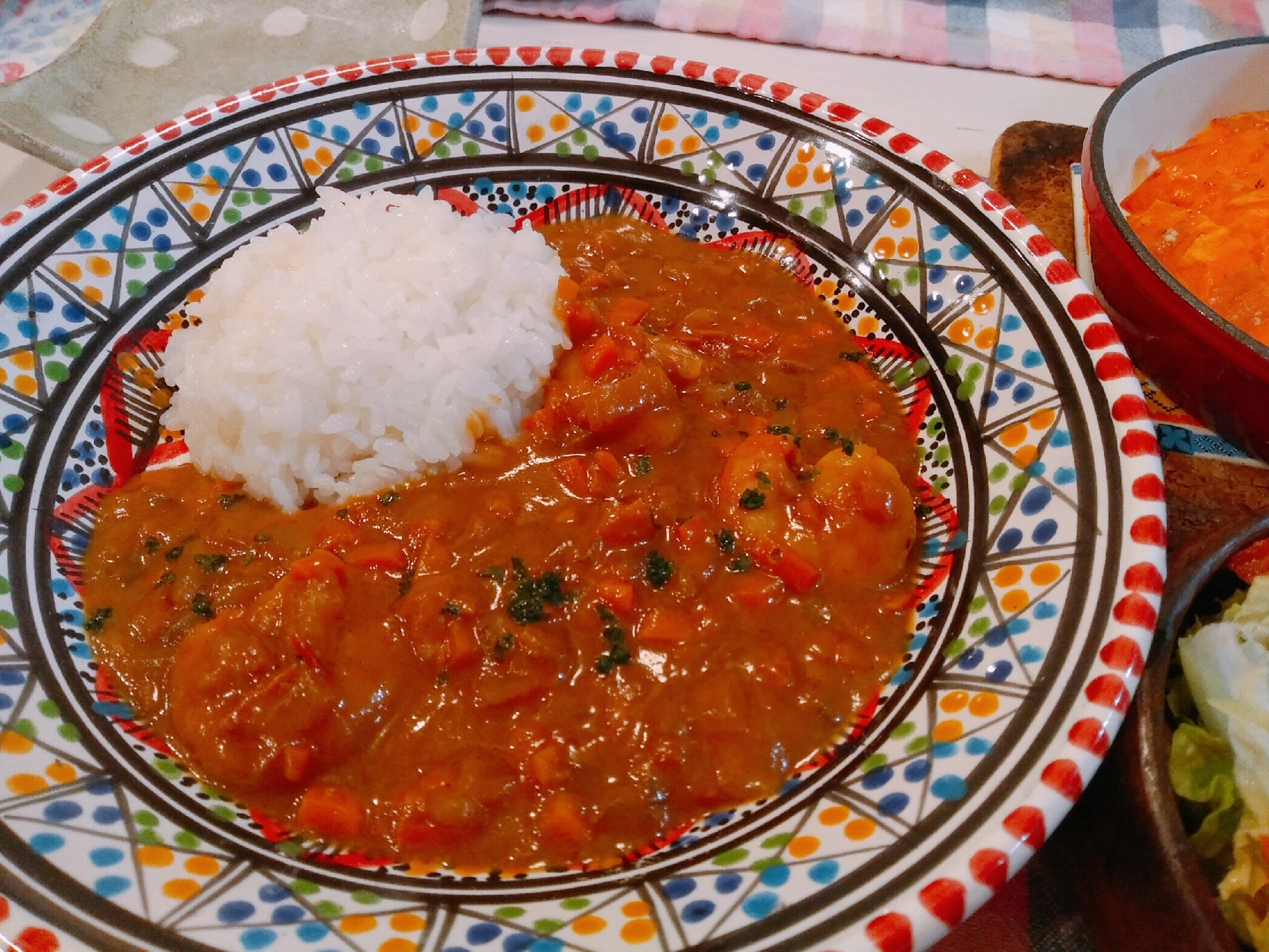 旨味たっぷり♪海老とトマトのクリームカレー☆