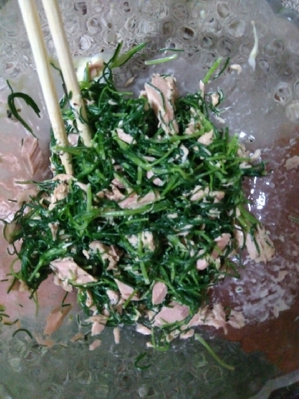豆苗のツナ塩昆布和え
