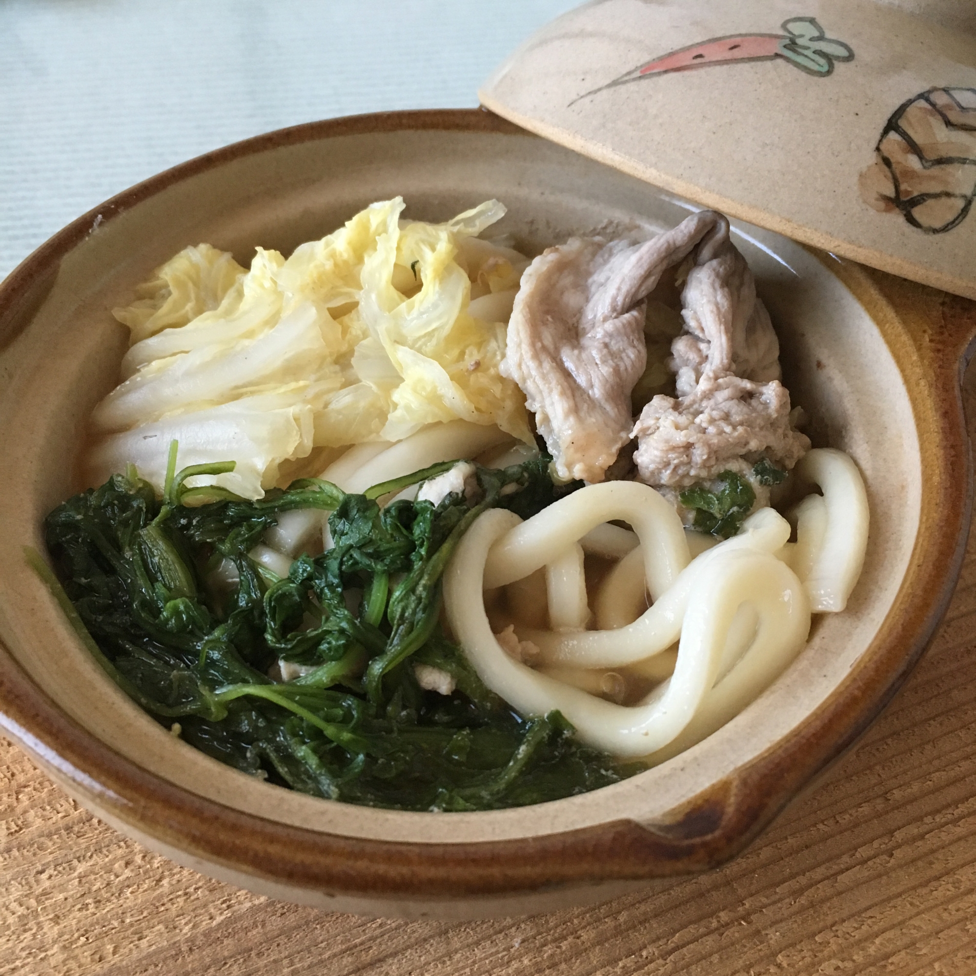 白菜と春菊de煮込みうどん♪