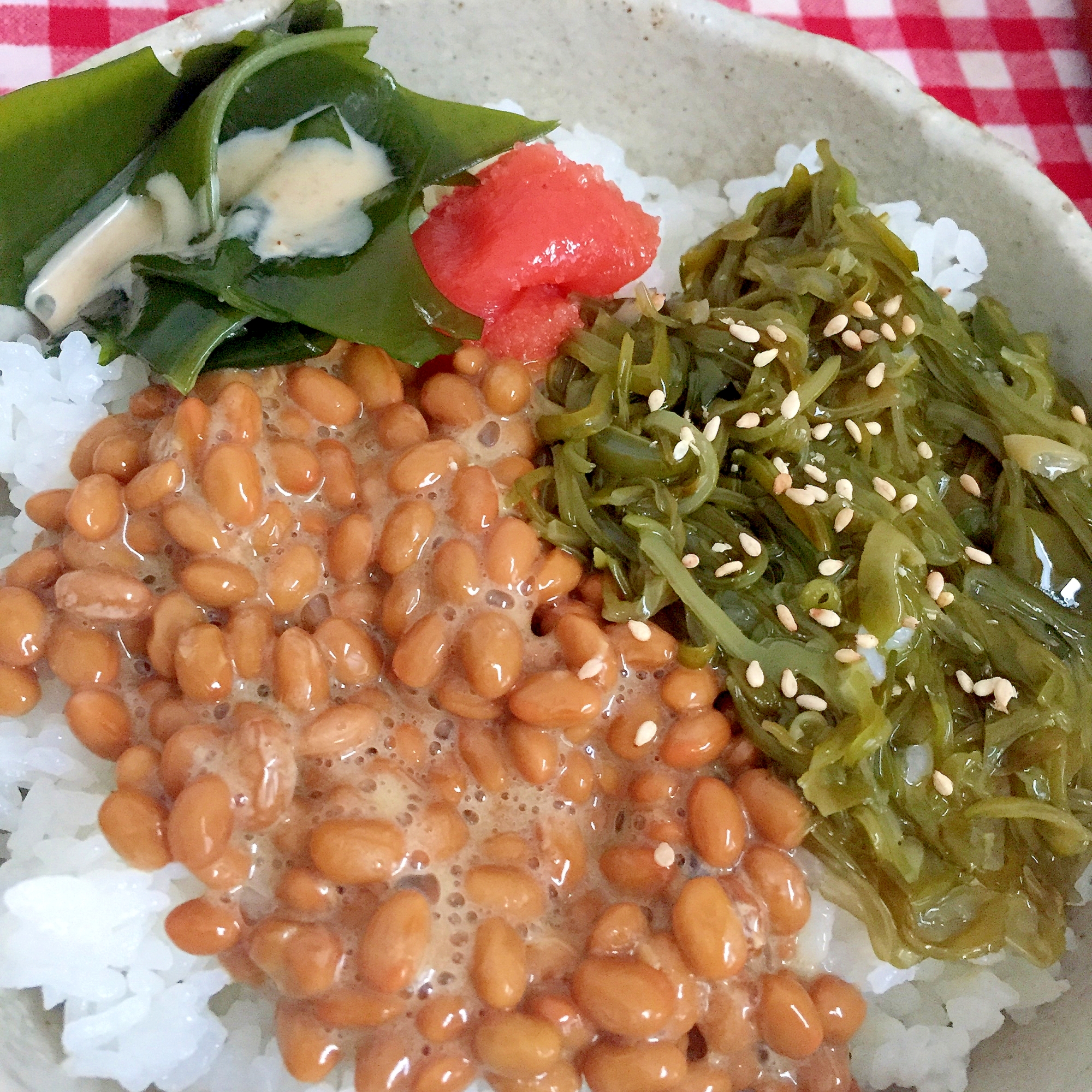納豆とめかぶと明太子のご飯☆