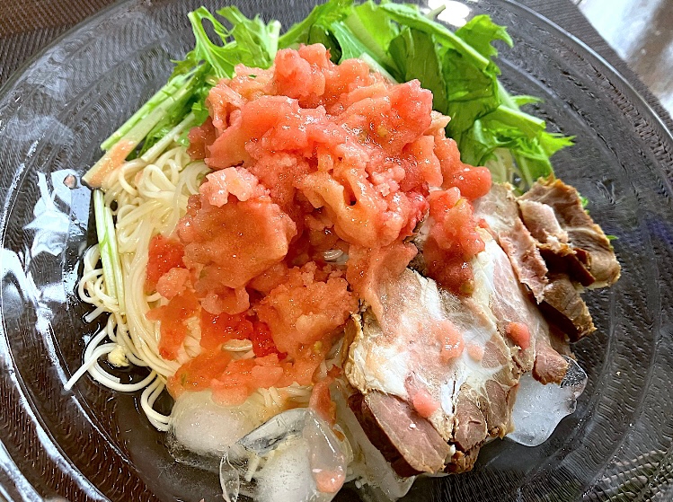 トマトかき氷がけ素麺☆夏休み昼食に変わりそうめん