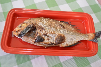 こんにちわ♪昨日のお昼に作りました☆
フワフワの鯛で美味しかったです (^_^)
やはり鯛は、シンプルに塩が旨いですね♪
旦那いないので、1分で1匹食べました♥
