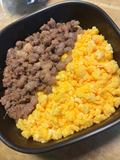 家にあったのが豚ひき肉でしたが、このレシピはやっぱり美味しい♪久しぶりにそぼろ弁当を作りました！ごちそうさまです^_^