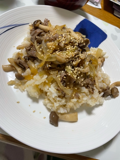 うちの男子ごはん☆ガーリックバター醤油のビーフ炒飯