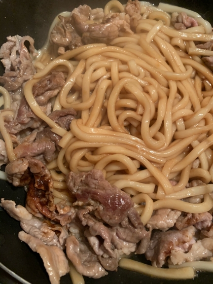 焼肉のたれで　牛肉とミックス野菜の焼うどん