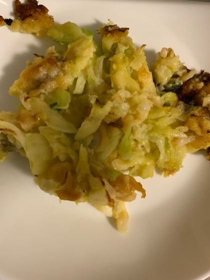 パルメザンチーズ香る簡単もんじゃ風　朝食に♪