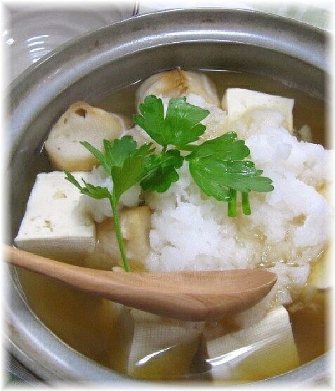 大根おろし と 豆腐 の 鍋